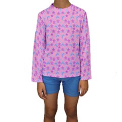 Pink Star Blue Hats Kids  Long Sleeve Swimwear