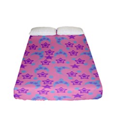 Pink Star Blue Hats Fitted Sheet (Full/ Double Size)