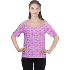 Pink Star Blue Hats Cutout Shoulder Tee