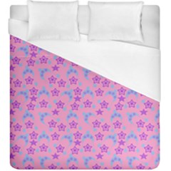 Pink Star Blue Hats Duvet Cover (King Size)