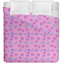 Pink Star Blue Hats Duvet Cover Double Side (King Size)