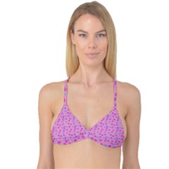 Pink Star Blue Hats Reversible Tri Bikini Top