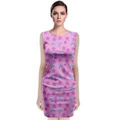 Pink Star Blue Hats Classic Sleeveless Midi Dress