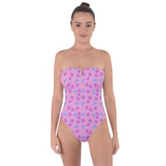 Pink Star Blue Hats Tie Back One Piece Swimsuit