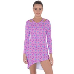 Pink Star Blue Hats Asymmetric Cut-Out Shift Dress