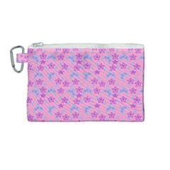 Pink Star Blue Hats Canvas Cosmetic Bag (Medium)