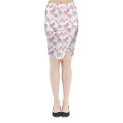Bubblegum Cherry White Midi Wrap Pencil Skirt