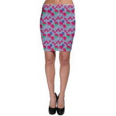 Bubblegum Cherry Blue Bodycon Skirt by snowwhitegirl