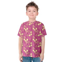 Yellow Pink Cherries Kids  Cotton Tee