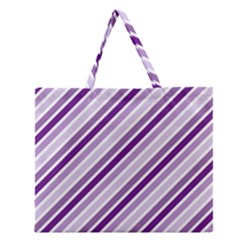 Violet Stripes Zipper Large Tote Bag