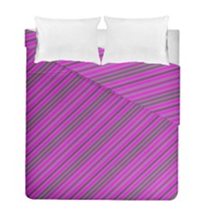 Pink Violet Diagonal Lines Duvet Cover Double Side (full/ Double Size)