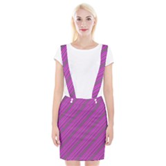 Pink Violet Diagonal Lines Braces Suspender Skirt by snowwhitegirl