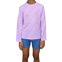 Lilac Diagonal Lines Kids  Long Sleeve Swimwear