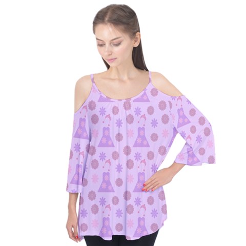 Violet Pink Flower Dress Flutter Tees by snowwhitegirl