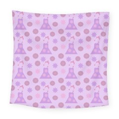 Violet Pink Flower Dress Square Tapestry (large)