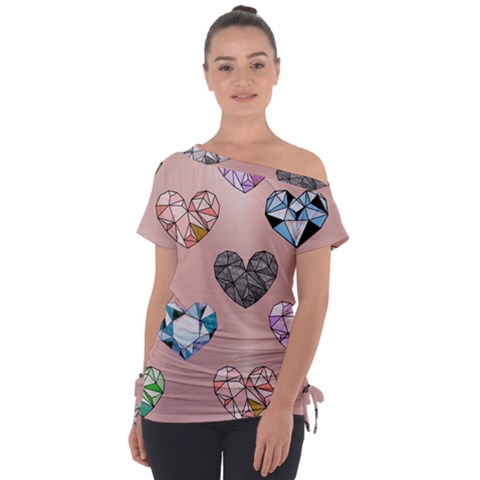 Gem Hearts And Rose Gold Tie-up Tee by NouveauDesign