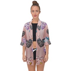 Gem Hearts And Rose Gold Open Front Chiffon Kimono by NouveauDesign