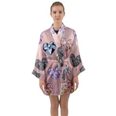 Gem Hearts And Rose Gold Long Sleeve Kimono Robe by NouveauDesign