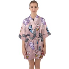 Gem Hearts And Rose Gold Quarter Sleeve Kimono Robe by NouveauDesign