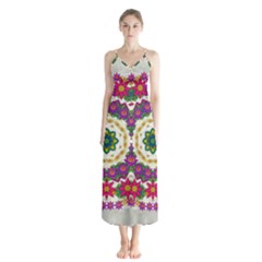 Fauna Fantasy Bohemian Midsummer Flower Style Button Up Chiffon Maxi Dress by pepitasart