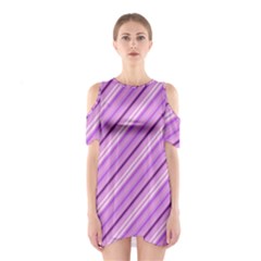 Violet Diagonal Lines Shoulder Cutout One Piece