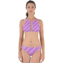 Violet Diagonal Lines Perfectly Cut Out Bikini Set by snowwhitegirl