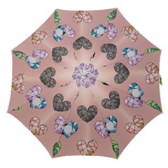 Gem Hearts And Rose Gold Straight Umbrellas