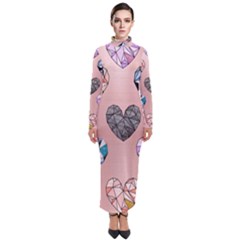 Gem Hearts And Rose Gold Turtleneck Maxi Dress by NouveauDesign