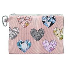 Gem Hearts And Rose Gold Canvas Cosmetic Bag (xl) by NouveauDesign