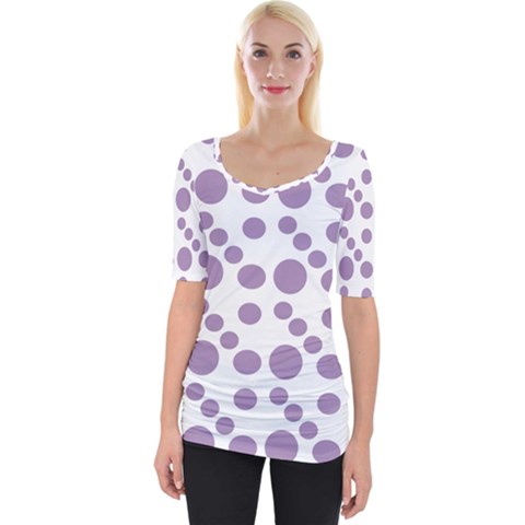 Violet Dots Wide Neckline Tee by snowwhitegirl