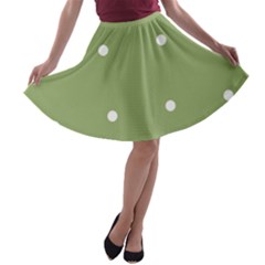 Olive Dots A-line Skater Skirt