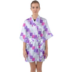 Geometric Squares Quarter Sleeve Kimono Robe by snowwhitegirl