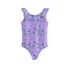 Heart Drops Violet Kids  Frill Swimsuit by snowwhitegirl