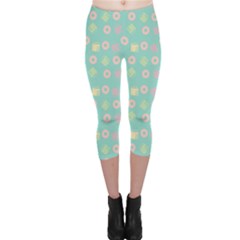 Teal Donuts And Milk Capri Leggings 