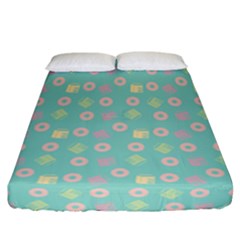 Teal Donuts And Milk Fitted Sheet (california King Size)