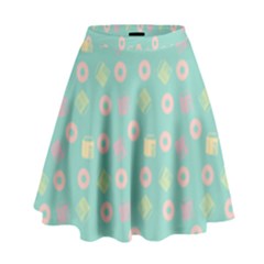 Teal Donuts And Milk High Waist Skirt