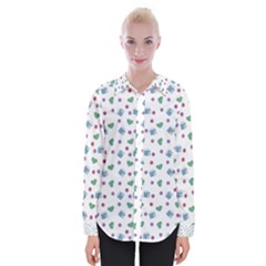 White Milk Hearts Womens Long Sleeve Shirt