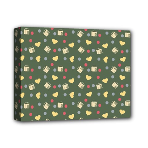 Green Milk Hearts Deluxe Canvas 14  X 11  by snowwhitegirl