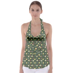 Green Milk Hearts Babydoll Tankini Top