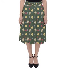 Green Milk Hearts Folding Skater Skirt