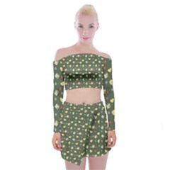 Green Milk Hearts Off Shoulder Top With Mini Skirt Set by snowwhitegirl