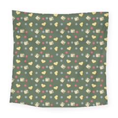 Green Milk Hearts Square Tapestry (large)