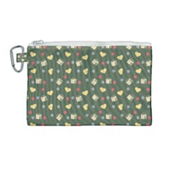 Green Milk Hearts Canvas Cosmetic Bag (large) by snowwhitegirl