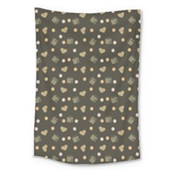 Charcoal Grey  Milk Hearts Large Tapestry