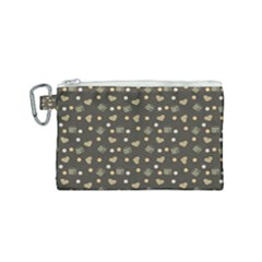 Charcoal Grey  Milk Hearts Canvas Cosmetic Bag (Small)