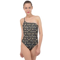 Charcoal Grey  Milk Hearts Classic One Shoulder Swimsuit