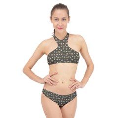 Charcoal Grey  Milk Hearts High Neck Bikini Set