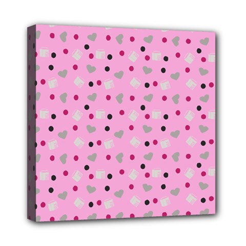 Pink Milk Hearts Mini Canvas 8  X 8 