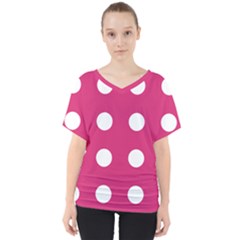 Pink Dot V-neck Dolman Drape Top by snowwhitegirl