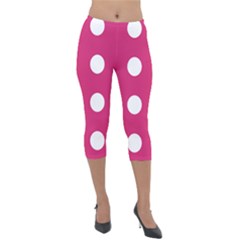 Pink Dot Lightweight Velour Capri Leggings 